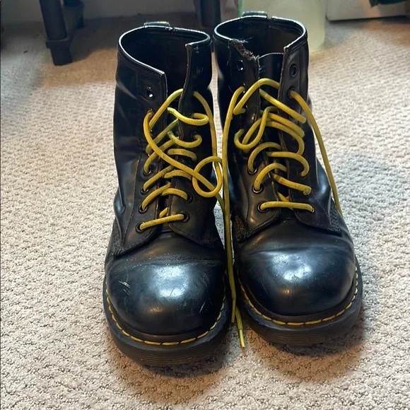 Dr. Martens | Shoes | Dr Martens Black Boots With Yellow  display picture 1